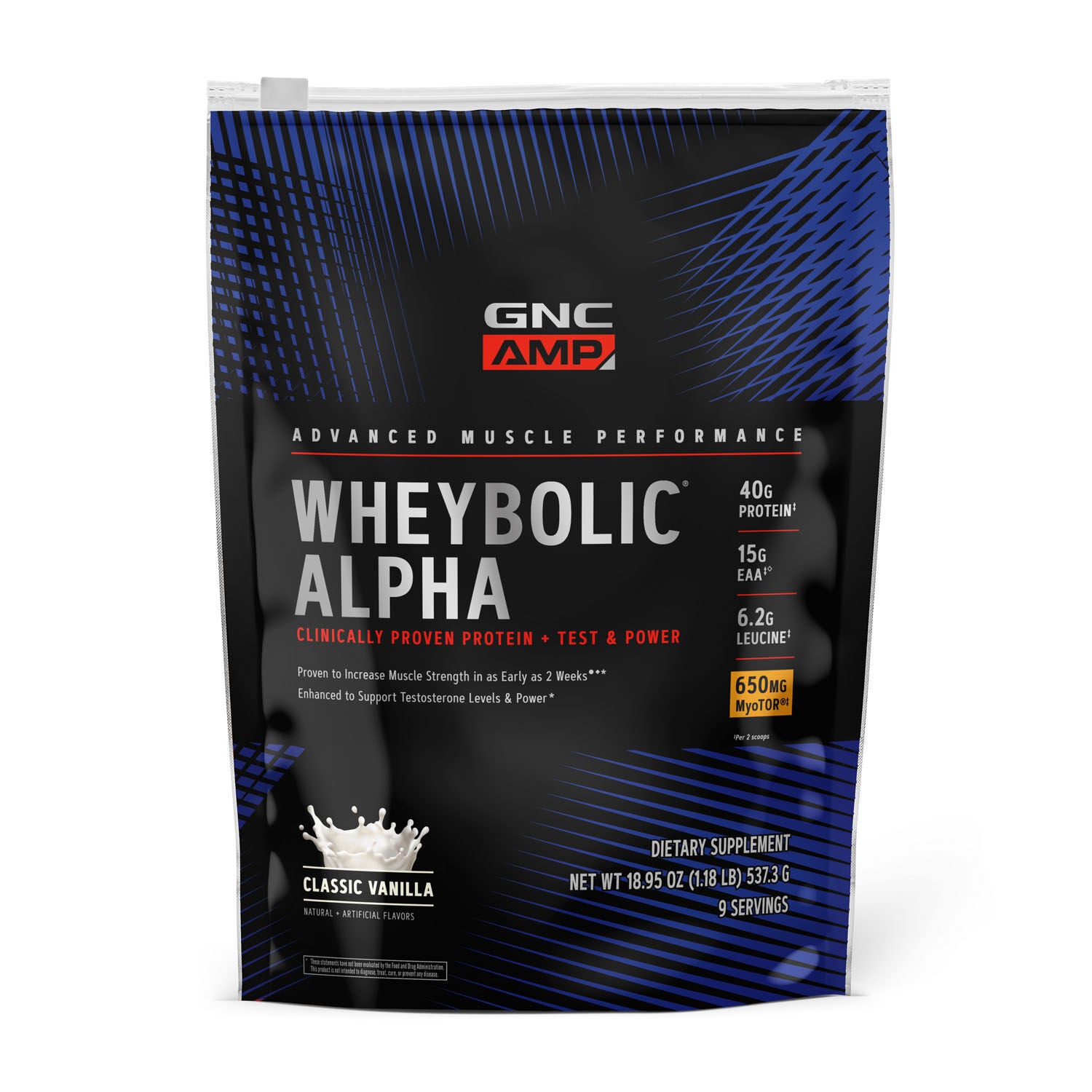 GNC AMP Wheybolic™ Alpha with MyoTor® - Classic Vanilla (9 Servings)